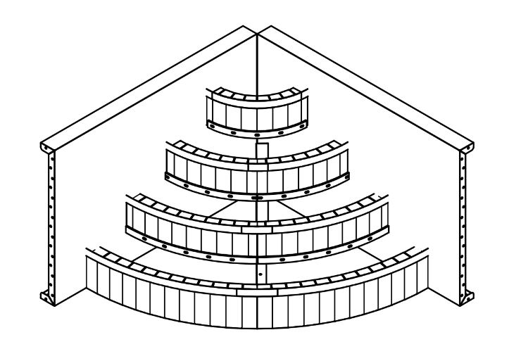 6" Radius Steel Wedding Cake Corner Step 4 Tread 48" (6' x 6')